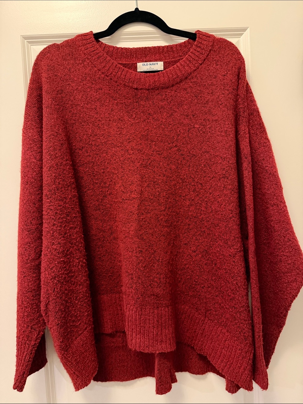 Old Navy Red Crewneck Bouclé Sweater
